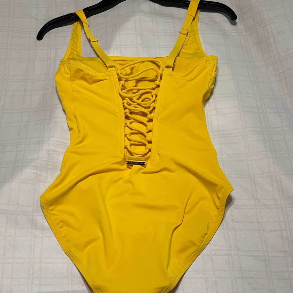 Michael Kors Sunshine Yellow Back Lace-Up Swimsuit - Like New Condition